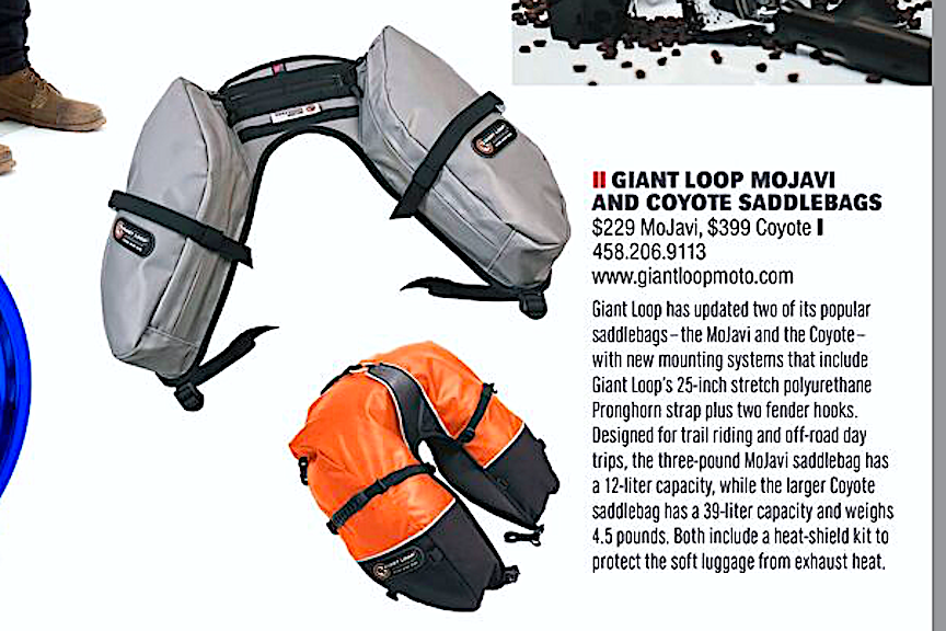 MoJavi and Coyote Saddlebags Featured in Cycle News